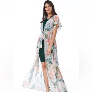 City Goddess Floral Print Kimono